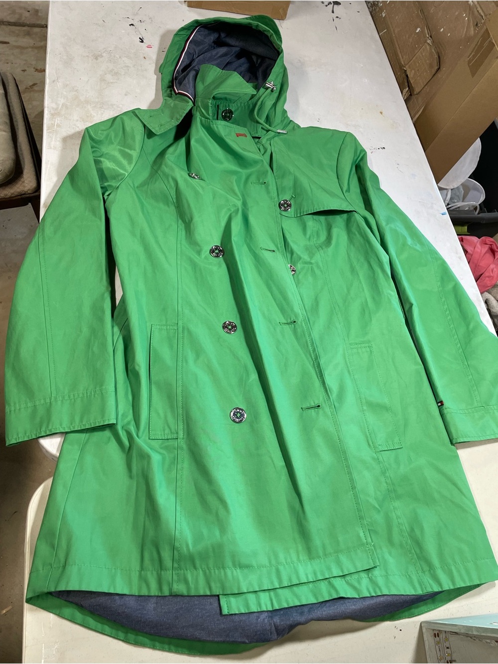 Tommy Hilfiger Green Trench Coat raincoat like new medium
